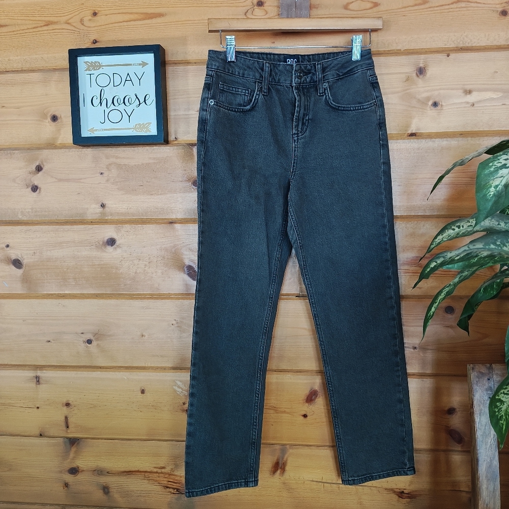 BDG Urban Outfitters Straight Kick Jeans Black Mid Rise Cropped Sz 25(26) X‎ 26"